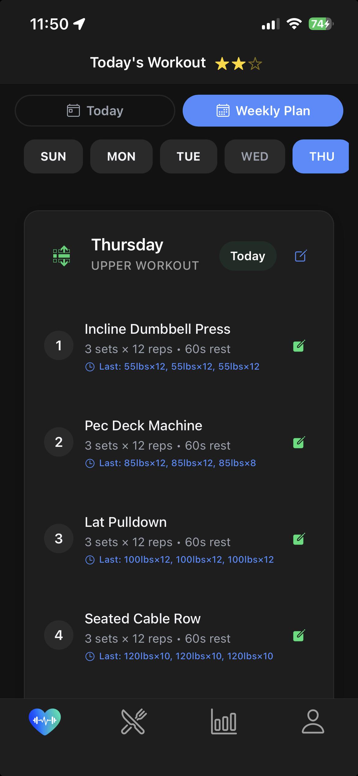 Home dashboard